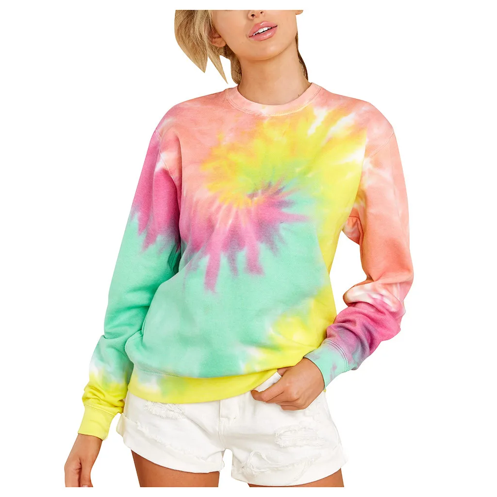 

Hoodies Women Hoodie Printed Tie-dye Sweatshirt Long Sleeve Pullover Tops Vintage Korean Plus Size 2021 Autumn Fashion Худи #srn