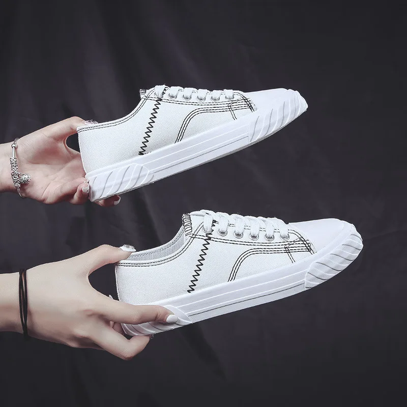 Новинка 2019 белые холщовые туфли на шнуровке Женская весенне-летняя повседневная