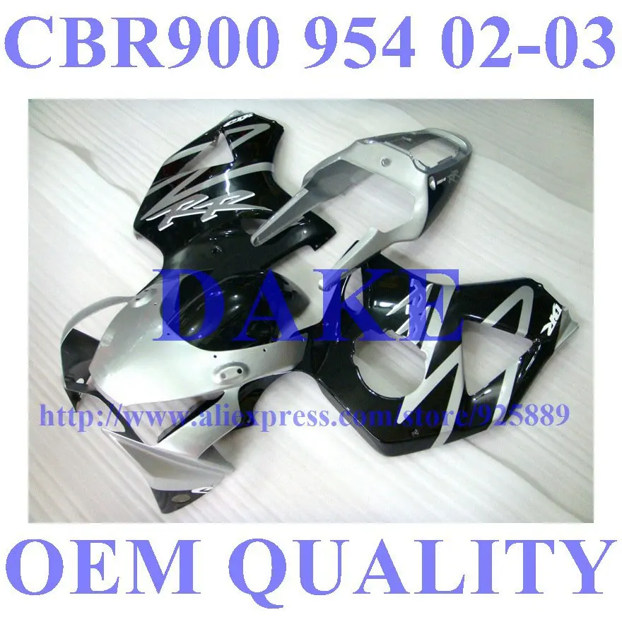 

Injection mold Fairing kits for Honda CBR900RR 954 02 03 CBR 900RR 02 03 CBR954 2002 2003 fairing parts silver black #R7A11X