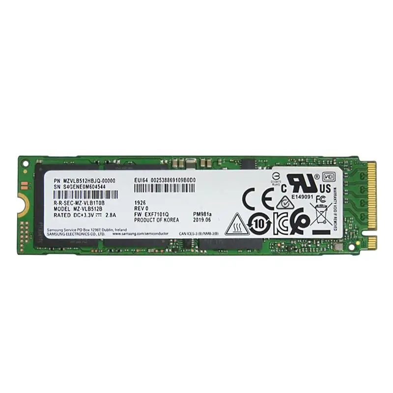 Внутренний твердотельный накопитель SAMSUNG M.2 SSD PM981A 256 ГБ 512 ТБ M2 NVMe PCIe 3 0x4 для