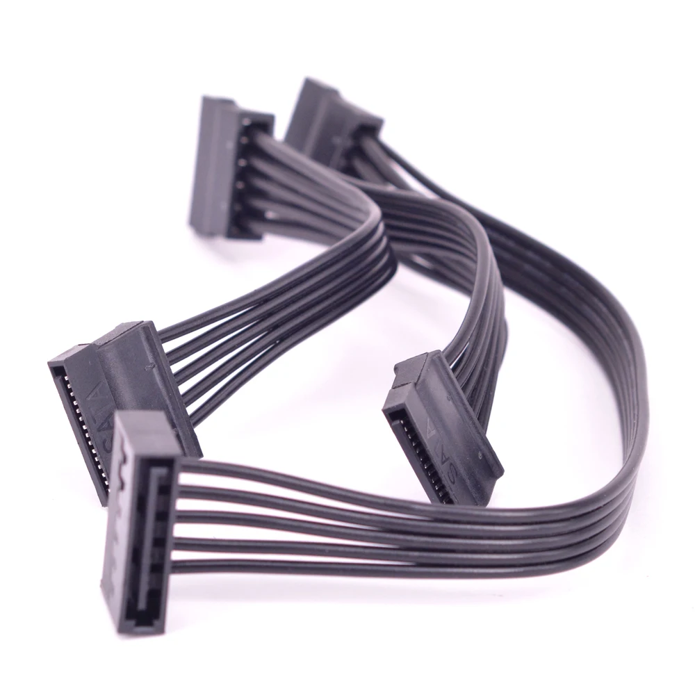 

15PIN Power Supply Cable To 4 SATA Mining Extension Cable For Hard Disk HDD Power Cable For SSD PCIE WLAN Adapter Card 18AWG