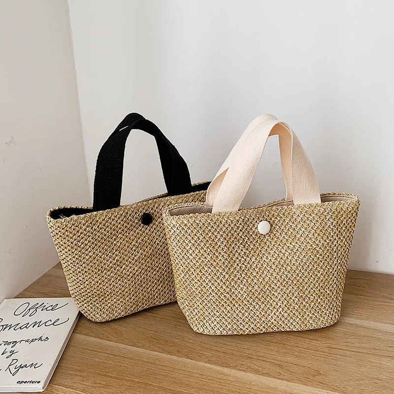 

Girls Casual Straw Bag Tote Bags Women Braided Handbag For Garden Handmade Mini Woven Bags