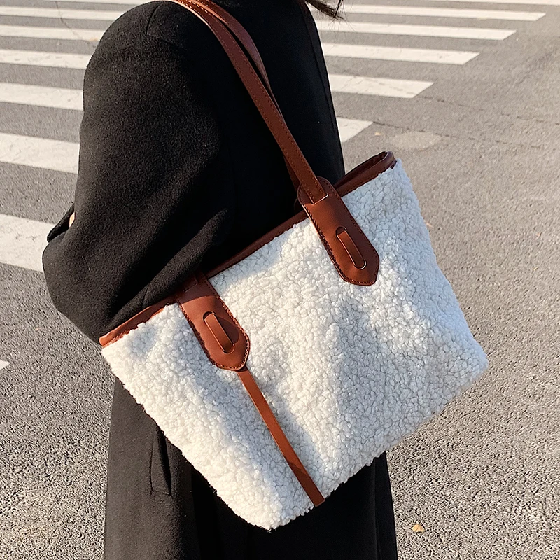 

Высококачественные женские шерстяные сумочки, модные вместительные женские сумки-мессенджеры на плечо, дизайнерская женская сумка-тоут, д...