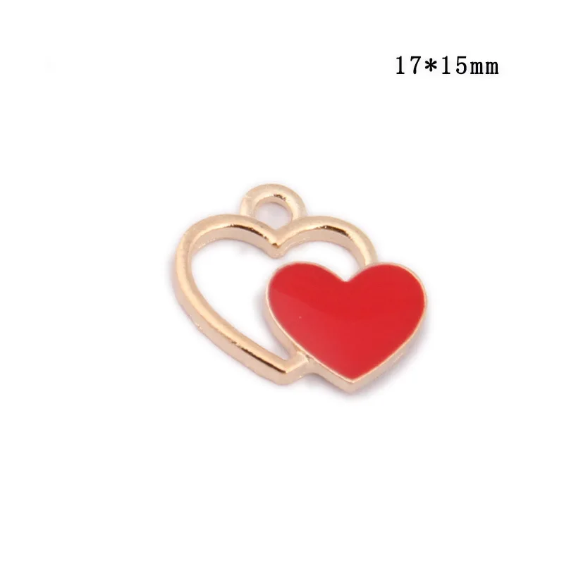 5 шт./лот модное двойное милое сердце любовь эмаль подвески золотого цвета