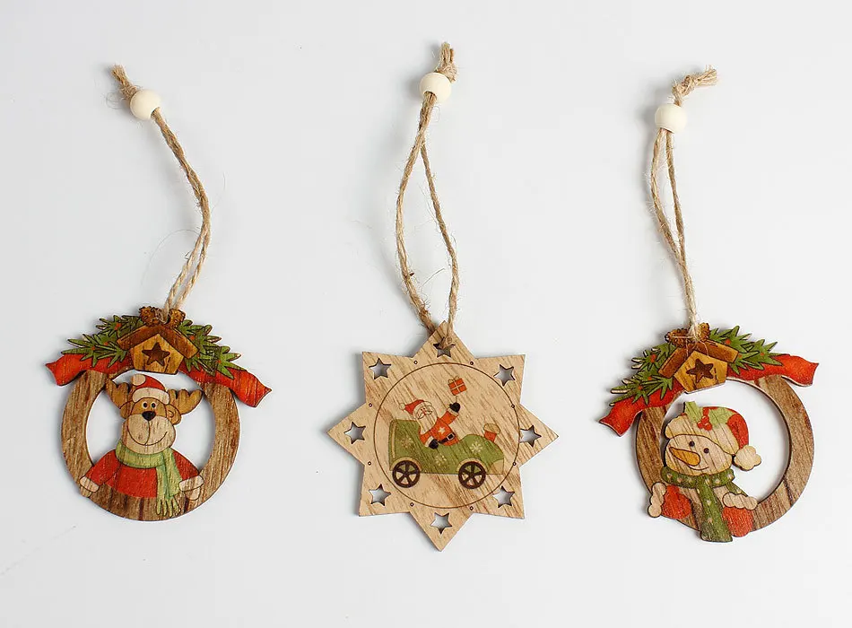 Новый Рождественский Санта-Клаус снеговик и эльки деревянные украшения подвески