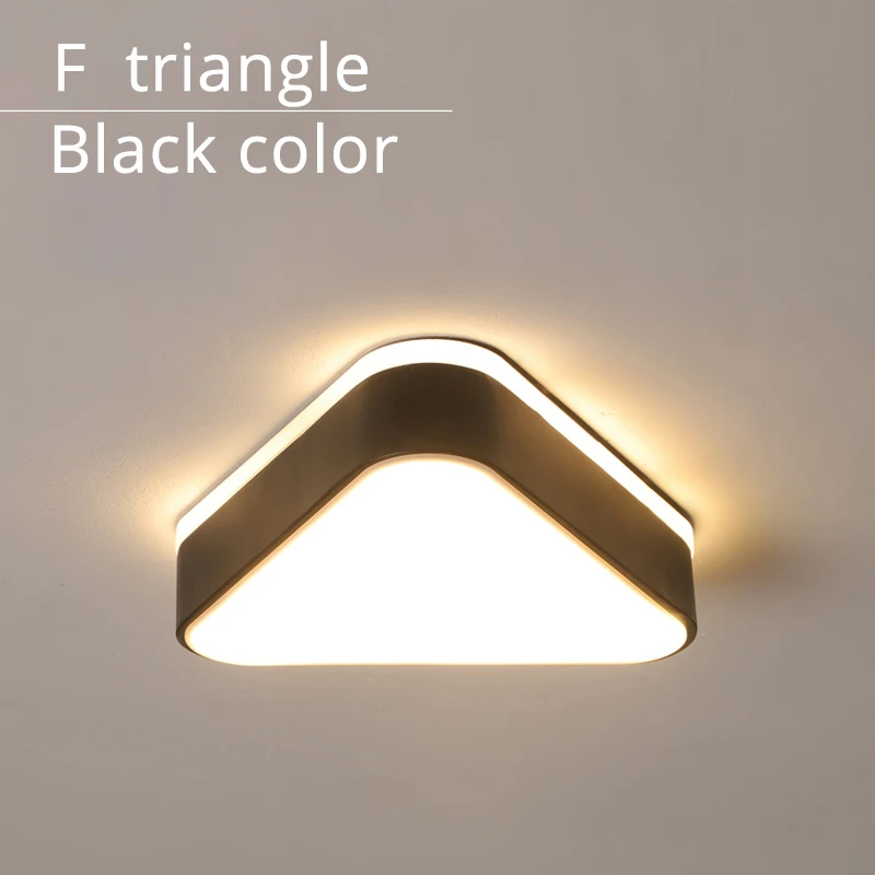 F triangle black Дизайн, светодиодный потолочный светильник, коридор, художественная галерея, украшение, передняя Балконная лампа, крыльцо, белый, черный, Lamparas De Techo Plafondlamp - Цвет корпуса: F triangle black