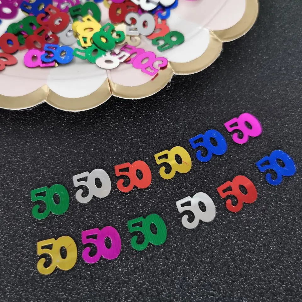 15 г номер 50 конфетти Золотой Серебряный цифра летие событие День рождения