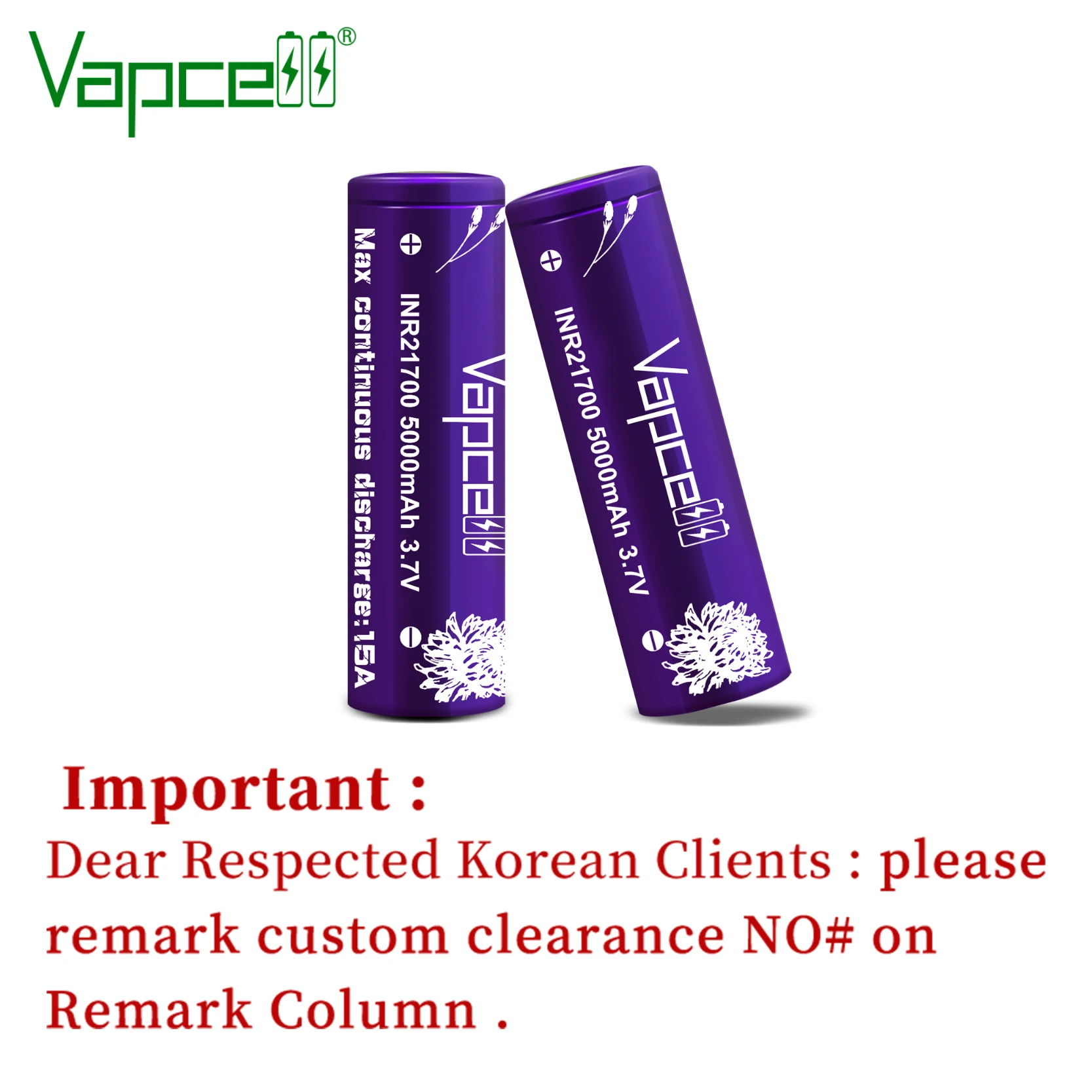 Оригинальный аккумулятор Vapcell INR21700 5000 мАч 15 А перезаряжаемые литий-ионные