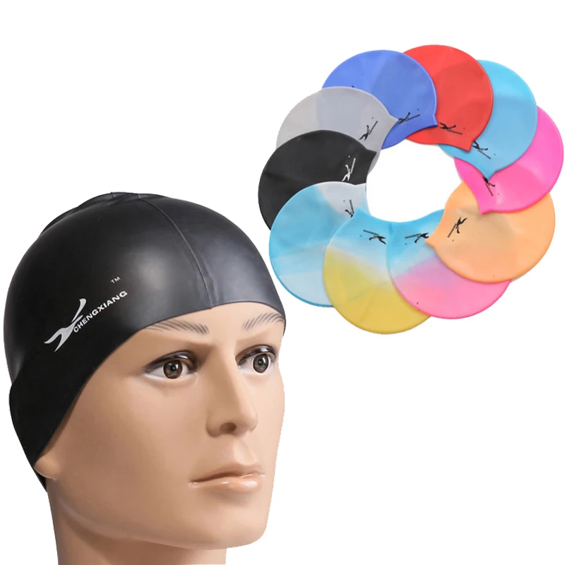 

2020 Elastic Silicone Waterproof Swimming Caps Protect Ears Long Hair Sports Swim Pool Hat for Men & Women Adults Dropshipping