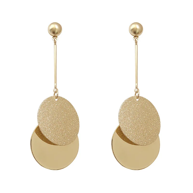 

LS S925 silver needle dumb metal Earrings irregular Circle Earrings female exaggerated retro cool wind earrings