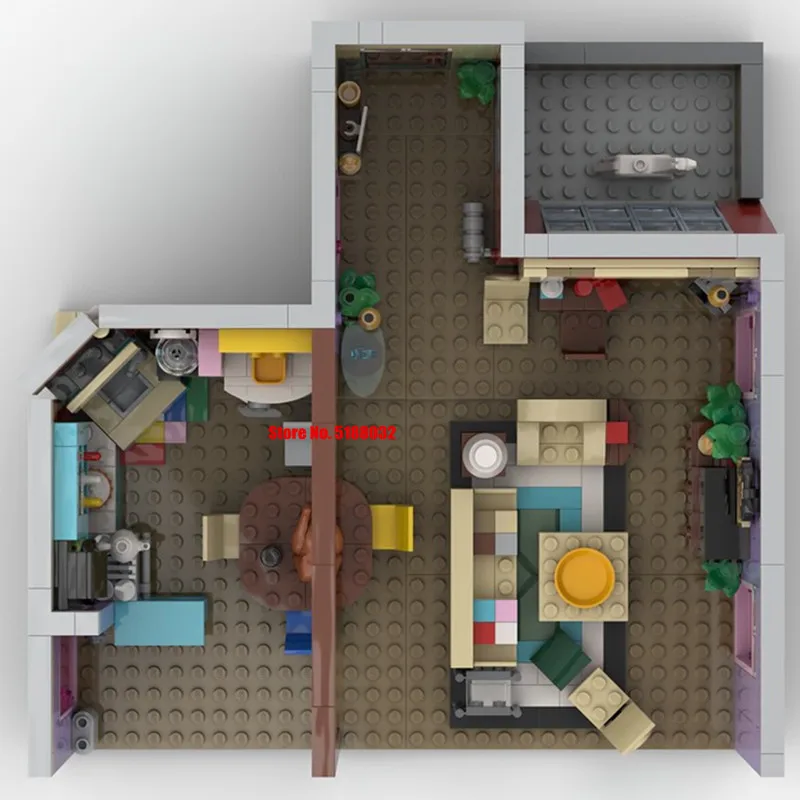 

New 894PCS 7 FIGURES Monica's Apartment American Drama TV Central Perk Cafe MOC Friends Building Block Brick Christmas Gift Kids