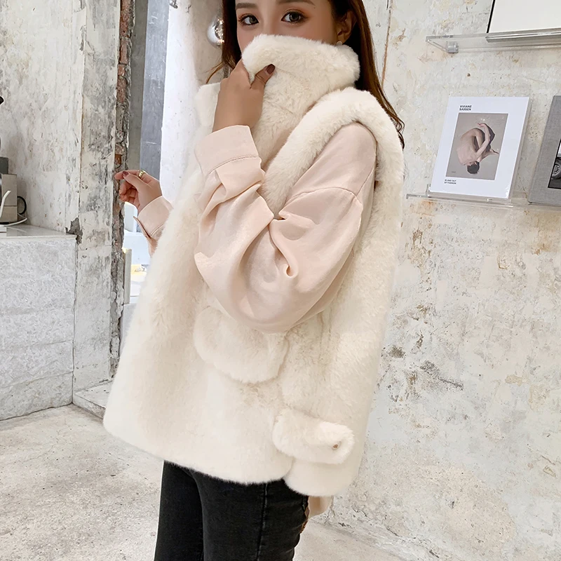 Женский зимний меховой жилет 2019 Однотонный женский с карманами короткая куртка