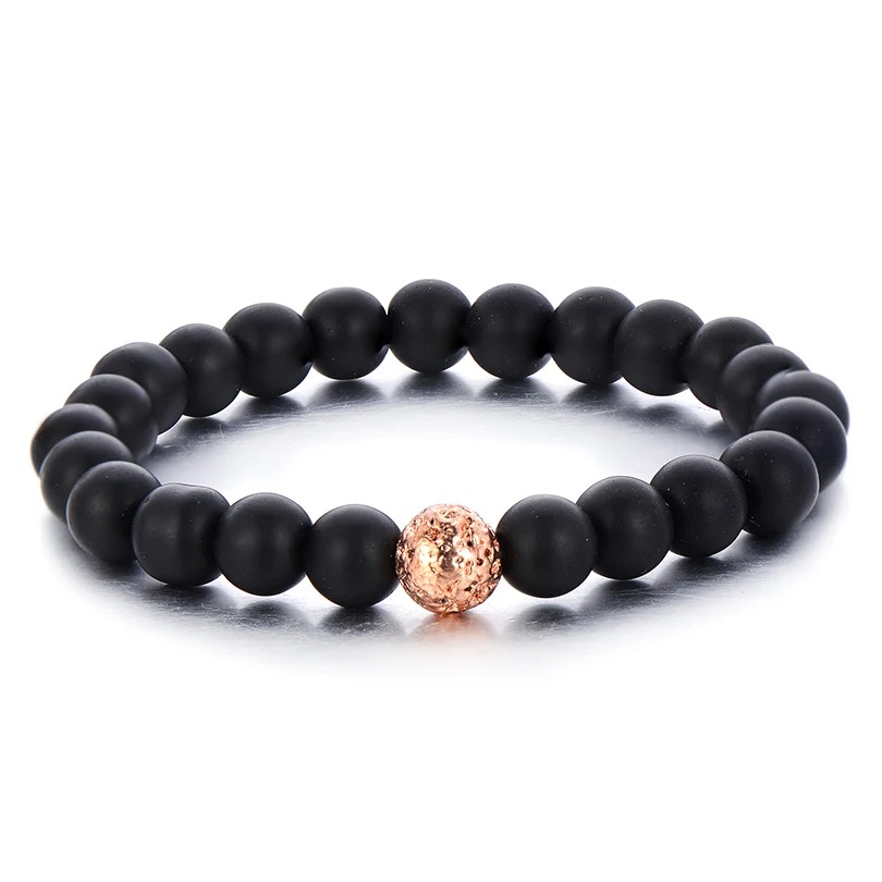 2Pcs/Set Gold Volcanic Stone Bracelet Set Women Men Jewelry Trendy White and Black Beaded Bracelets Couple Gift Pulsera Hombre | Украшения