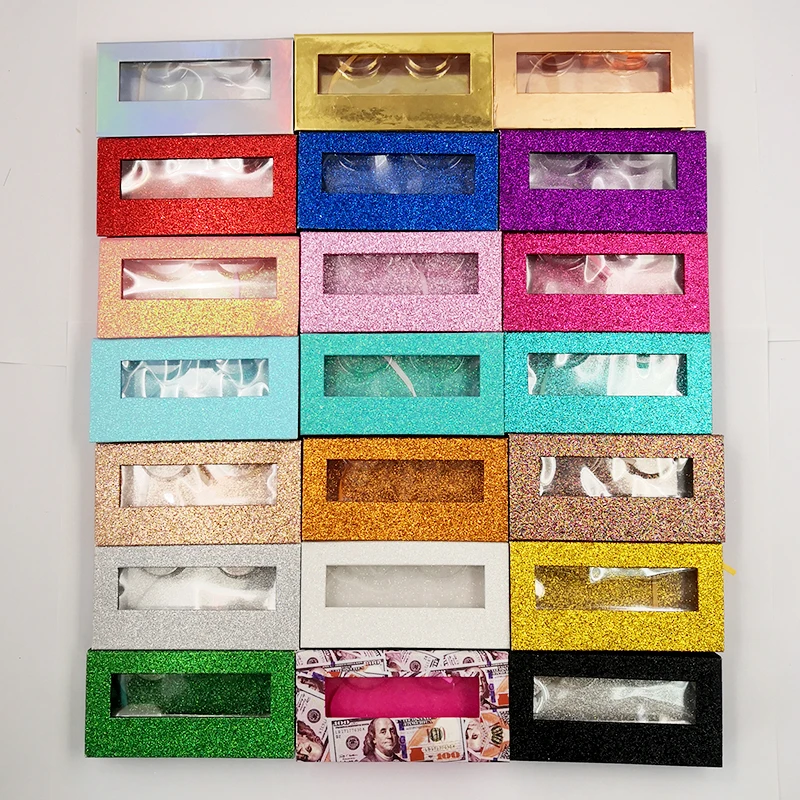 

40boxes 25mm False Eyelashes Packaging Box Lash Boxes Fake 3d Mink Lashes Glitter Case Empty Makeup Eyelash Storage