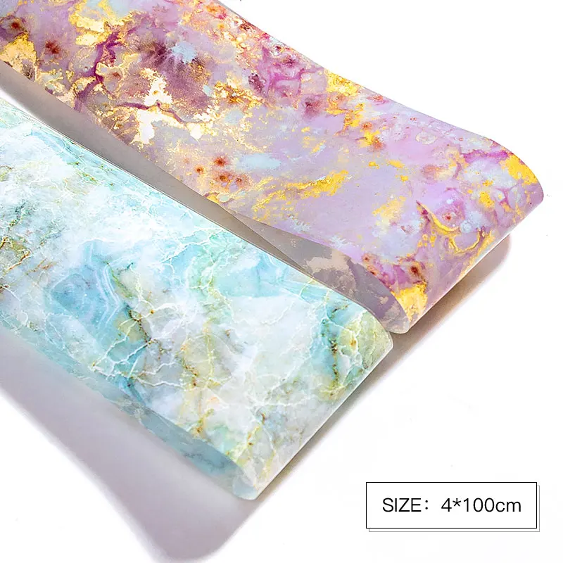

100*4cm Marble Series Nail Foils Starry Sky Nail Art Transfer Sticker Paper Pink Blue Foils Bright Marble DIY Design Decoration