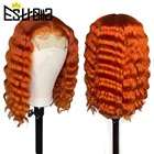 Парик из апельсиновых человеческих волос, на сетке спереди, имбирный кудрявый парик с глубокой волной, на сетке 4x4, фронтальные парики, бразильские предварительно выщипанные для черных женщин