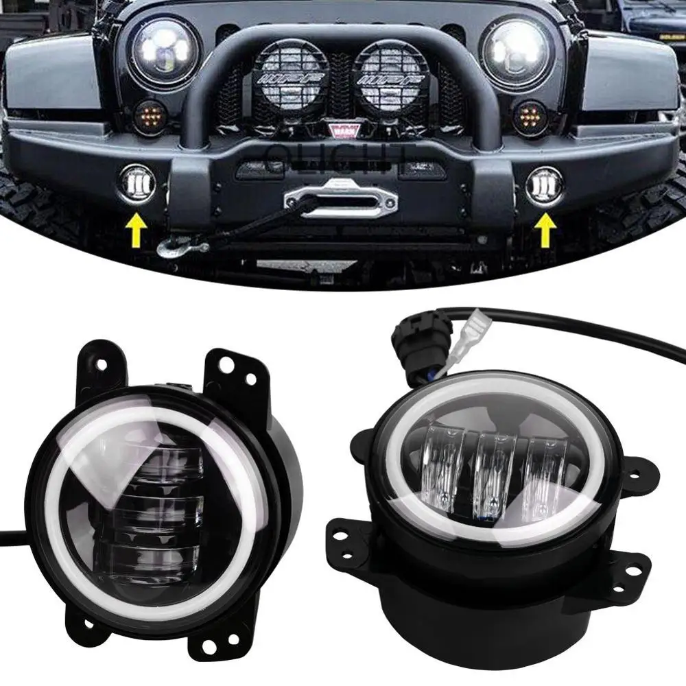 1 пара 4 дюймовые Противотуманные фары для Jeep Wrangler JK светодиодный противотуманный
