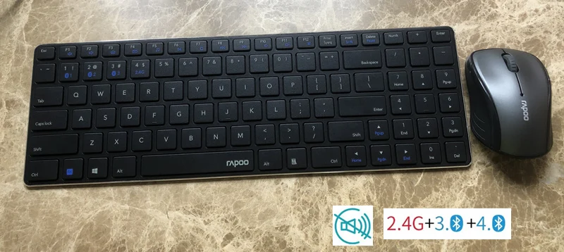 New 9060M Black Набор из клавиатуры и мыши Rapoo 9060/9060 M, ультратонкая Беспроводная оптическая клавиатура и мышь 2,4G, комбо для ПК и ноутбука - Цвет: New 9060M Black