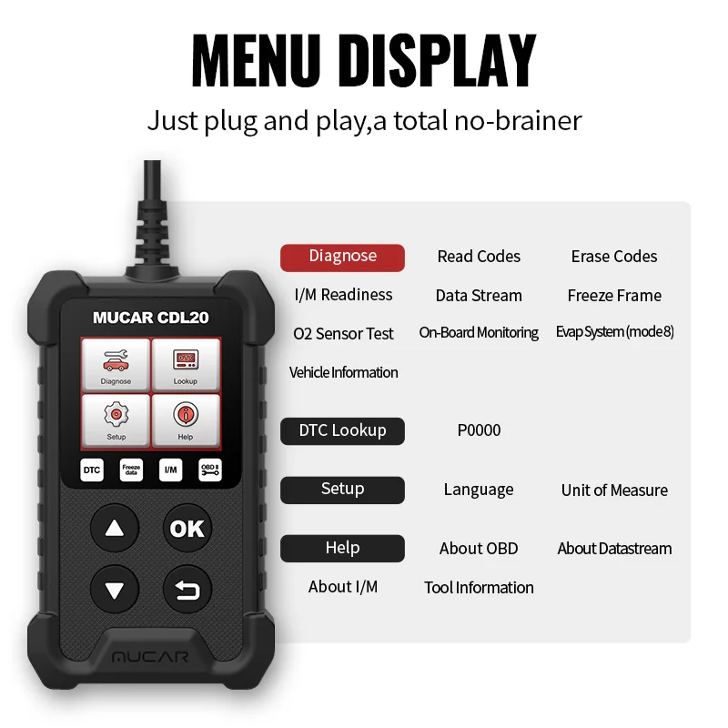 MUCAR CDL20 OBD2 Scanner Professional Auto Engine System Diagnostic Tool Lifetime Free Automotive DTC Lookup Code Reader | Автомобили и