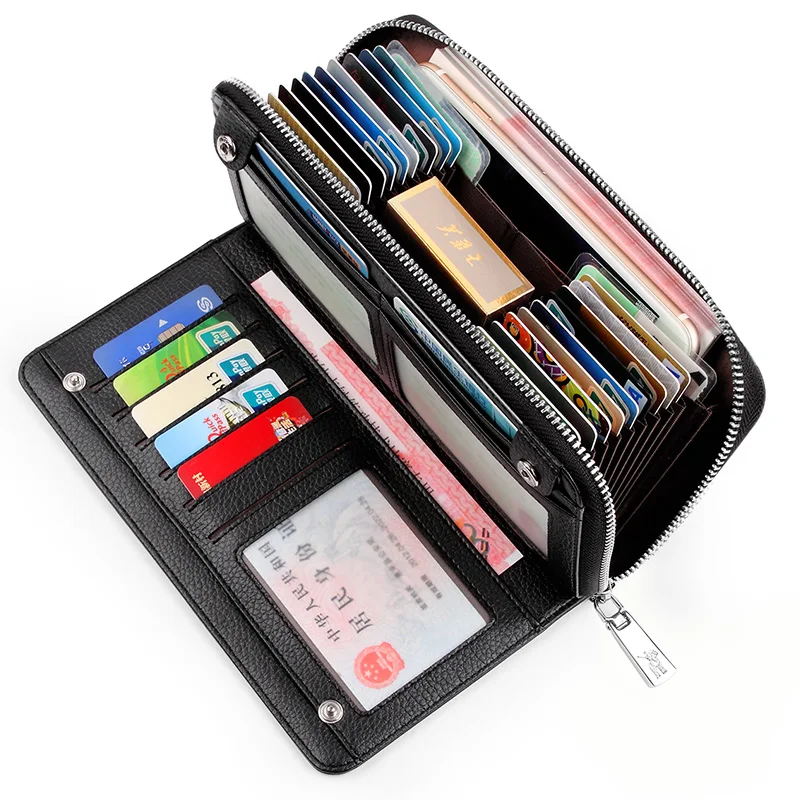 Мужской длинный клатч WilliamPOLO брендовый кошелек из натуральной кожи держатель для