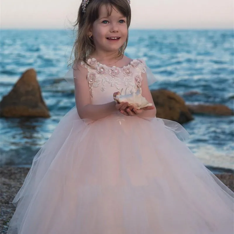 Румяна Розовые Платья с цветочным узором для девочек на свадьбу дешевое