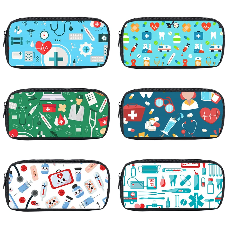 

Nurse Doctor ECG 3D Print Cosmetic Case Children Pencil Bag Women Makeup Bags Girls School Pencil Box Kids Stationary Bag Gift