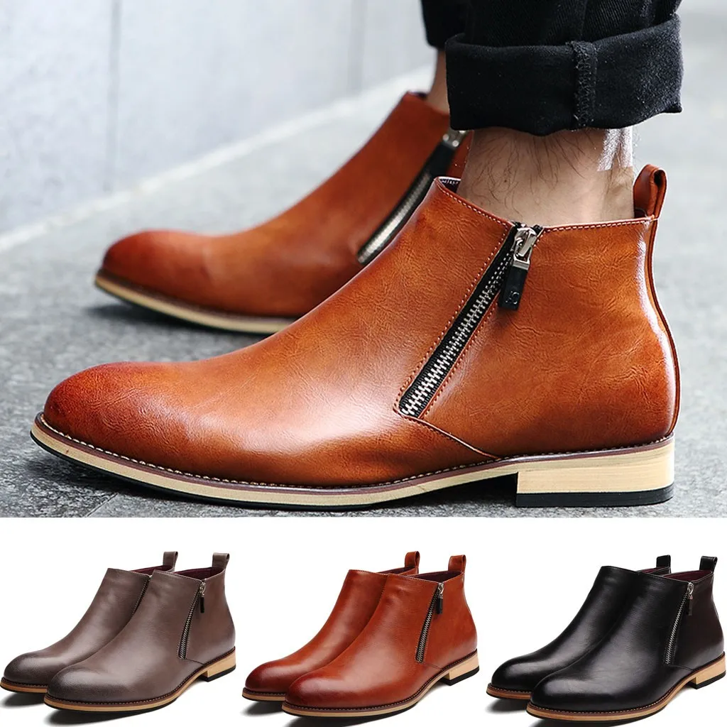 Мужские модные модельные ботинки Повседневная Удобная Обувь на низком каблуке