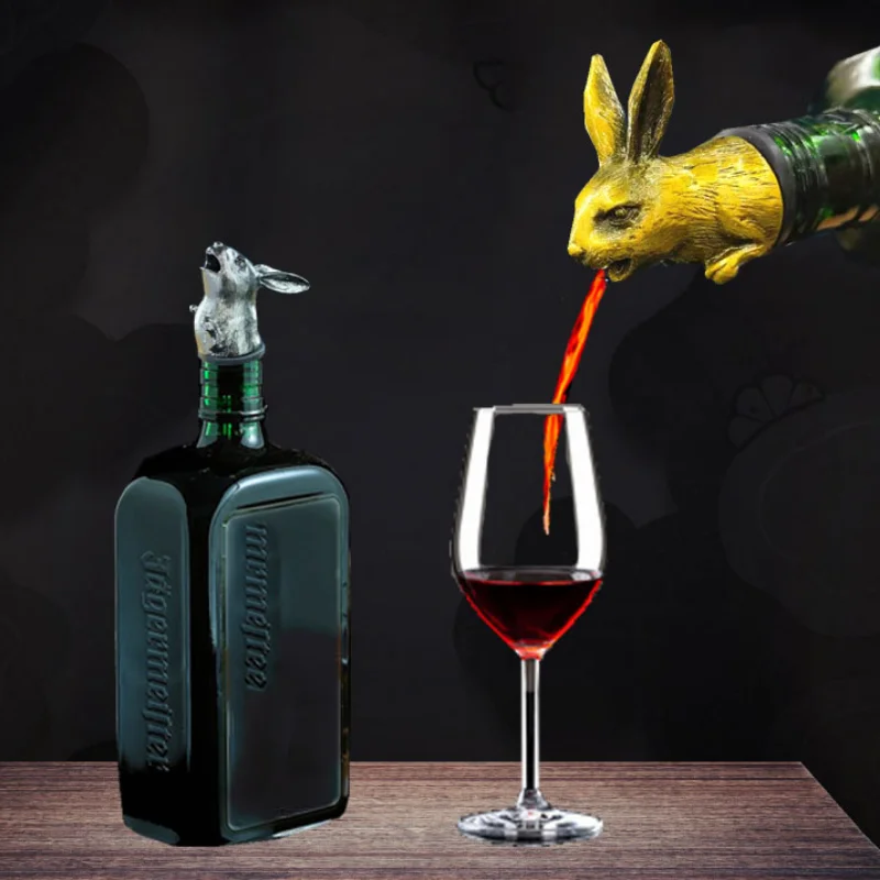 

New Style Creative Unique Rabbit Head Wine Mouth Zinc Alloy Pour Spouts Bottle Stopper Zinc Bar Tool Cute Decorations Gift