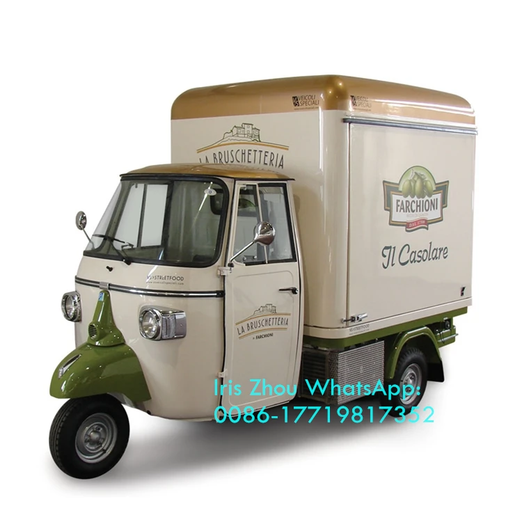 3 wheeler Piaggio Ape espresso грузовик Piaggiao ape с едой на продажу США |