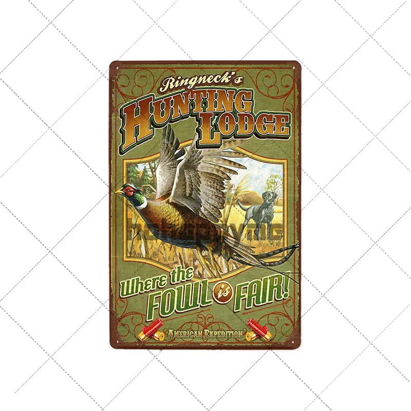 

Винтажная металлическая табличка Hohappyme для охоты 20x30 см