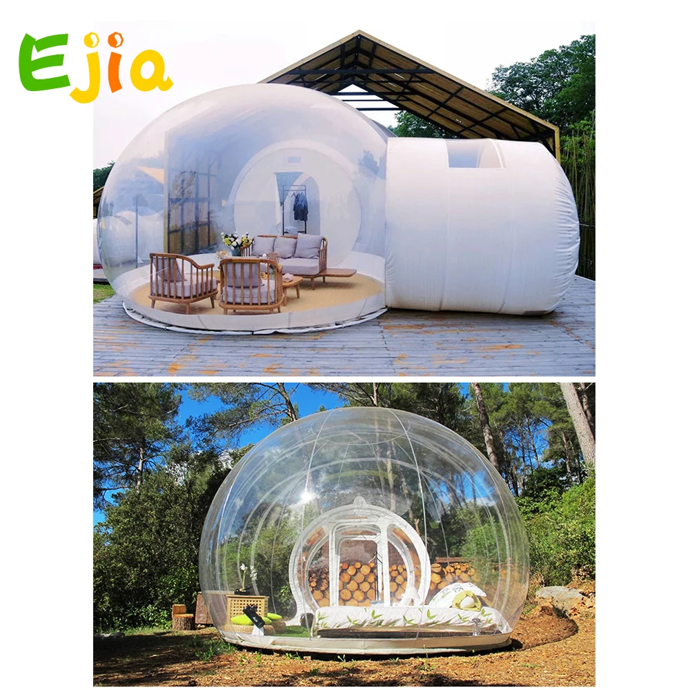 Billig Aufblasbare Blase Zelt Mit Eisen Halterung Rahmen Einzel Tunnel Luxus Blase Haus Dome 3-5 Menschen Zelt Für Camping Stargazing