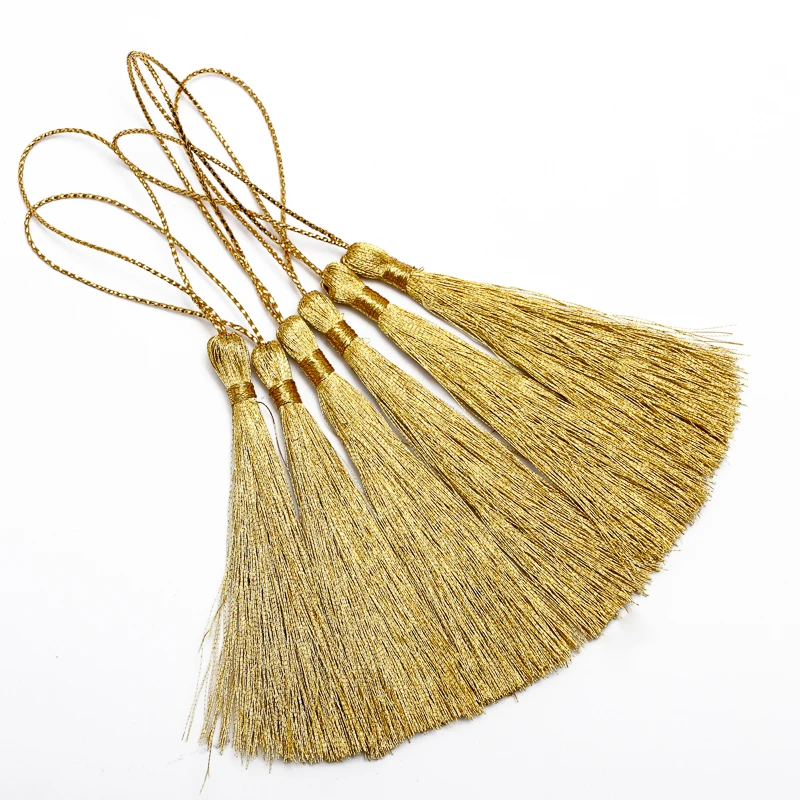 

50pcs/lot (80+40)mm Gold/Silver Rayon Polyester Silk Tassel Earrings Charms Chinese Knot Cotton Tassels For Jewelry DIY Making
