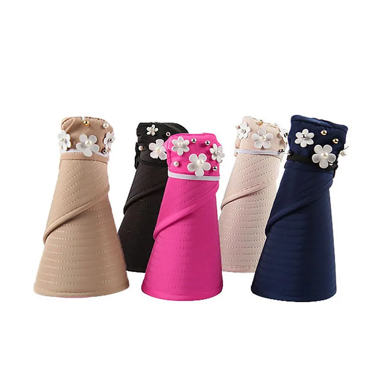 

Summer Hats For Women Foldable Sun Hat Pearl Flower Visor Suncreen Floppy Cap Female Outdoor Casual Baseball Cap