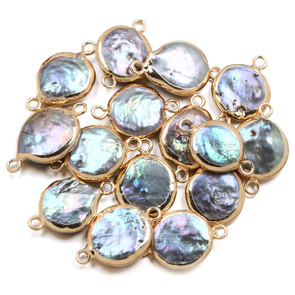 Натуральный пресноводный жемчуг подвеска эллиптический Соединитель с двумя