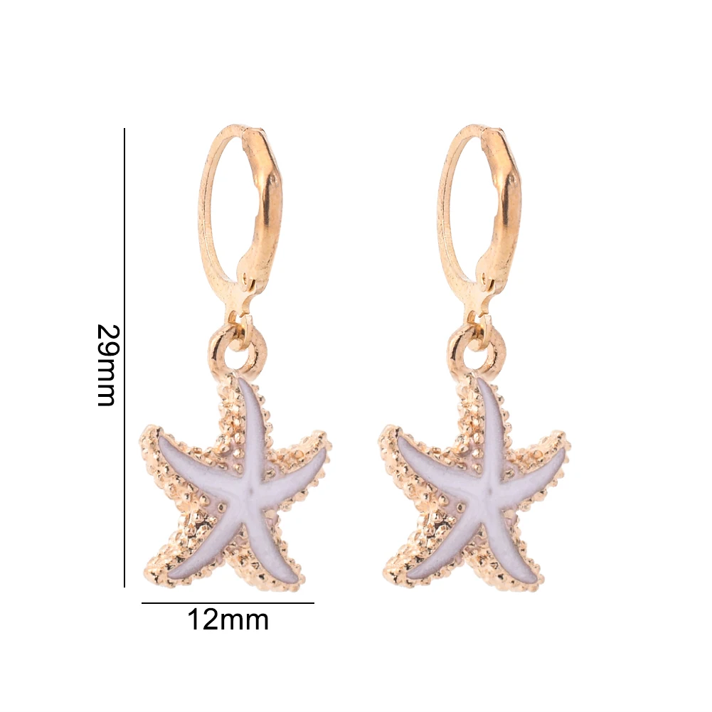 

5 pairs Bohemian Starfish Hoop Earrings For Women Geometric Circle Enamel Piercing Cartilage Earrings Beach Party Jewelry Gifts