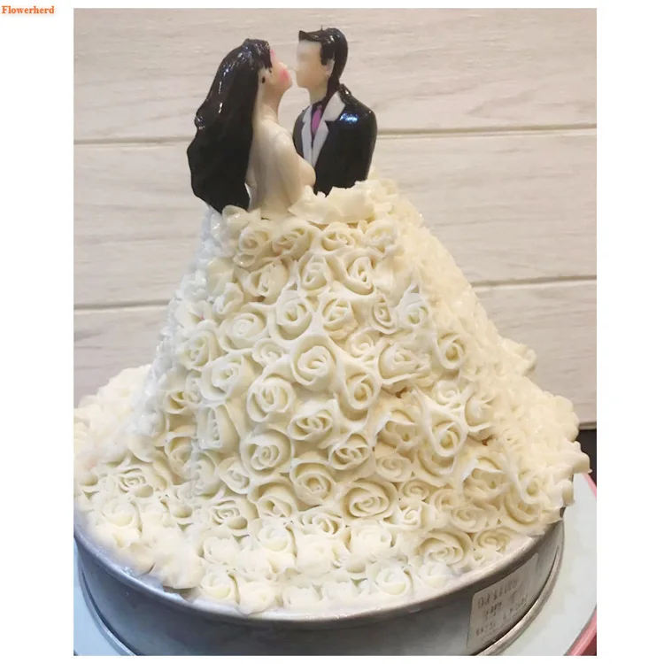 New 3D Rose Bride Wedding Dress Fondant Cake Silicone Mold Wedding Decoration Cake Decorating Tools DIY Cake Baking Tools
