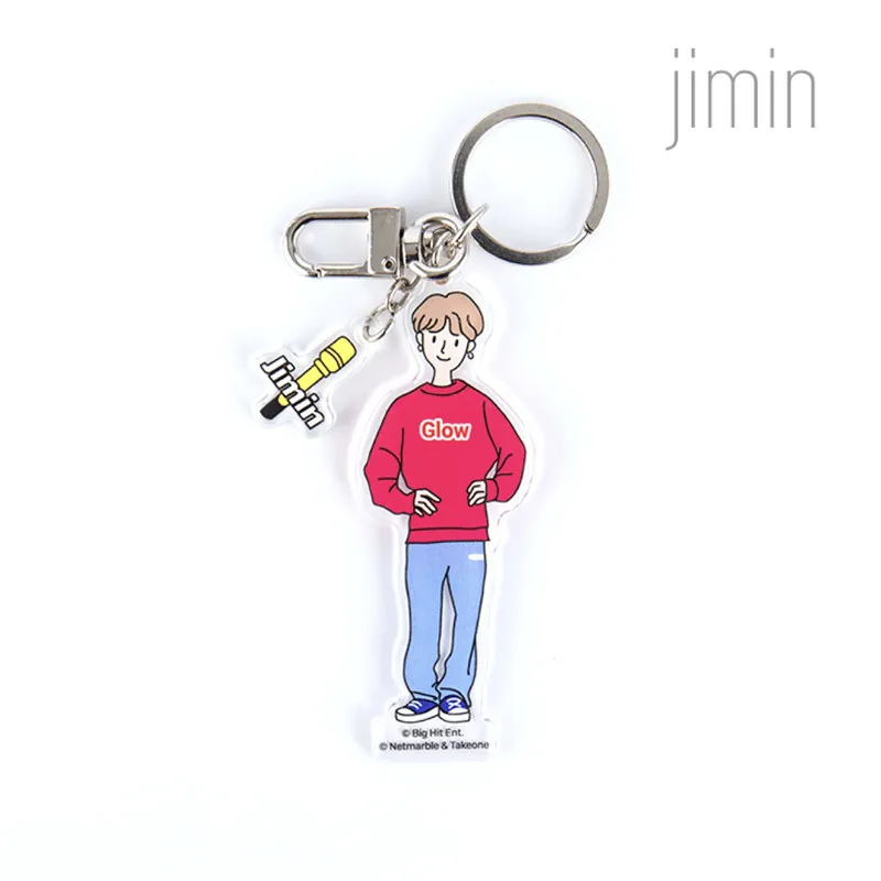 Bangtan мальчики мультфильм акриловый Jimin JIN SUGA JUNG KOOK Rap Monster стенд Рисунок Модель брелок для ключей сказать себя Декор J568 - Цвет: JIMIN