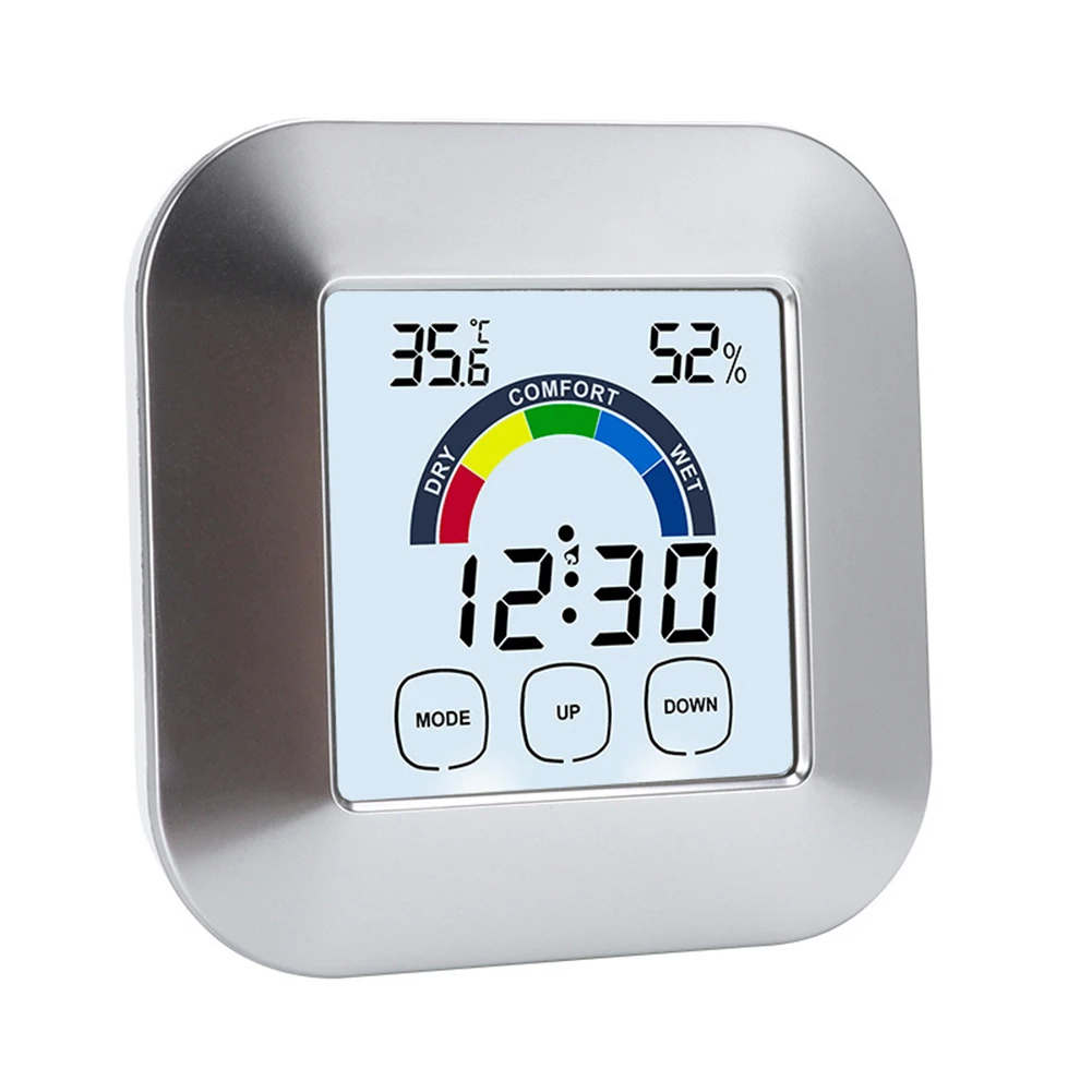 Tela de Toque Medidor para Casa ao ar Umidade com Luz Termômetro Eletrônico Digital Higrômetro Livre Sensor Temperatura Medidor Fundo