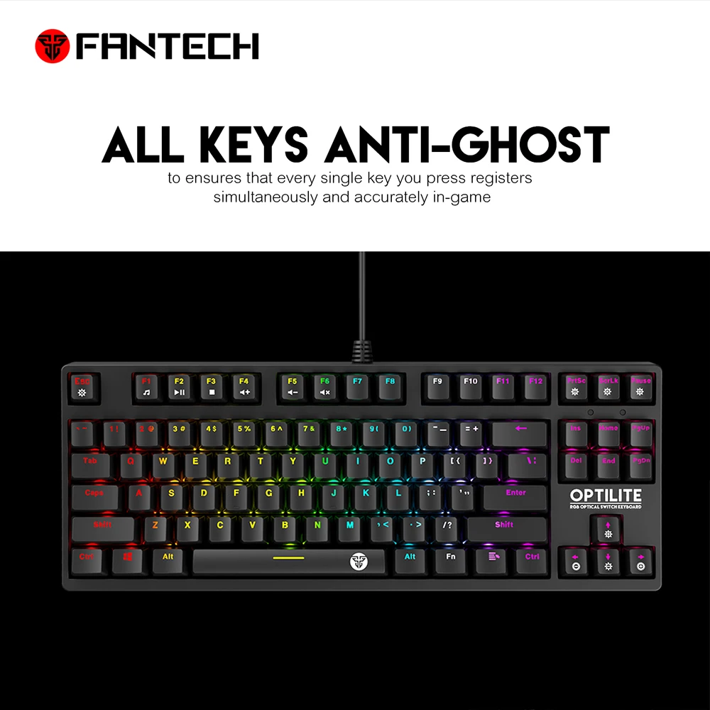 FANTECH MK872 RGB оптическая осевая Бесшумная клавиатура все кнопки не запутываются