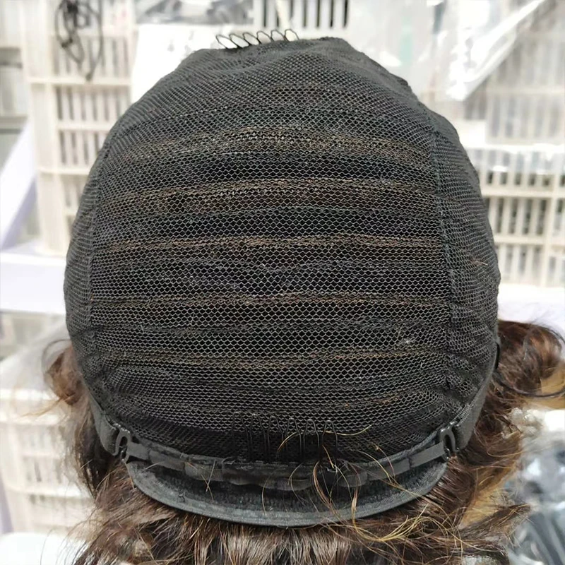 

DreamDiana Ombre Brazilian Hair Wig Short Wigs Brown Blond Ombre Short Curly Wigs Remy Hair Wig 8" Machine 100% Human Hair Wigs