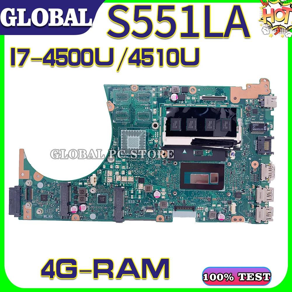 S551L for ASUS S551LN S551LB R553L S551LA laptop motherboard Original mainboard 100% test OK I7-4500U/4510U 4G RAM