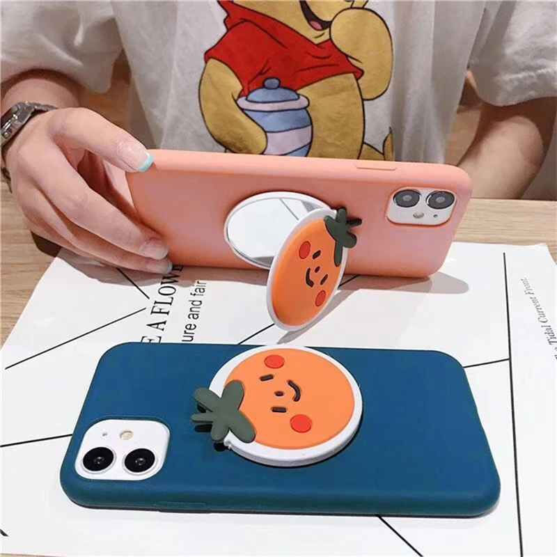 Чехол подставка с мультяшным зеркалом для макияжа Motorola Moto G8 Power G7 Play G6 Plus G5S G5 E6 E5 E4