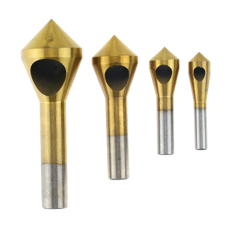 

4pcs/set 2-5/5-10/10-15/15-20mm Titanium Coated Countersink Deburring Center Stepped Metal Drill Bits Expanding Chamfering Tools