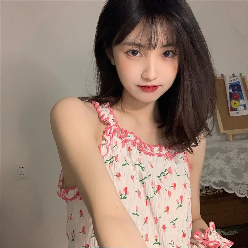 Цветочный цветной жилет для девушек в Корейском стиле иностранном уменьшающий