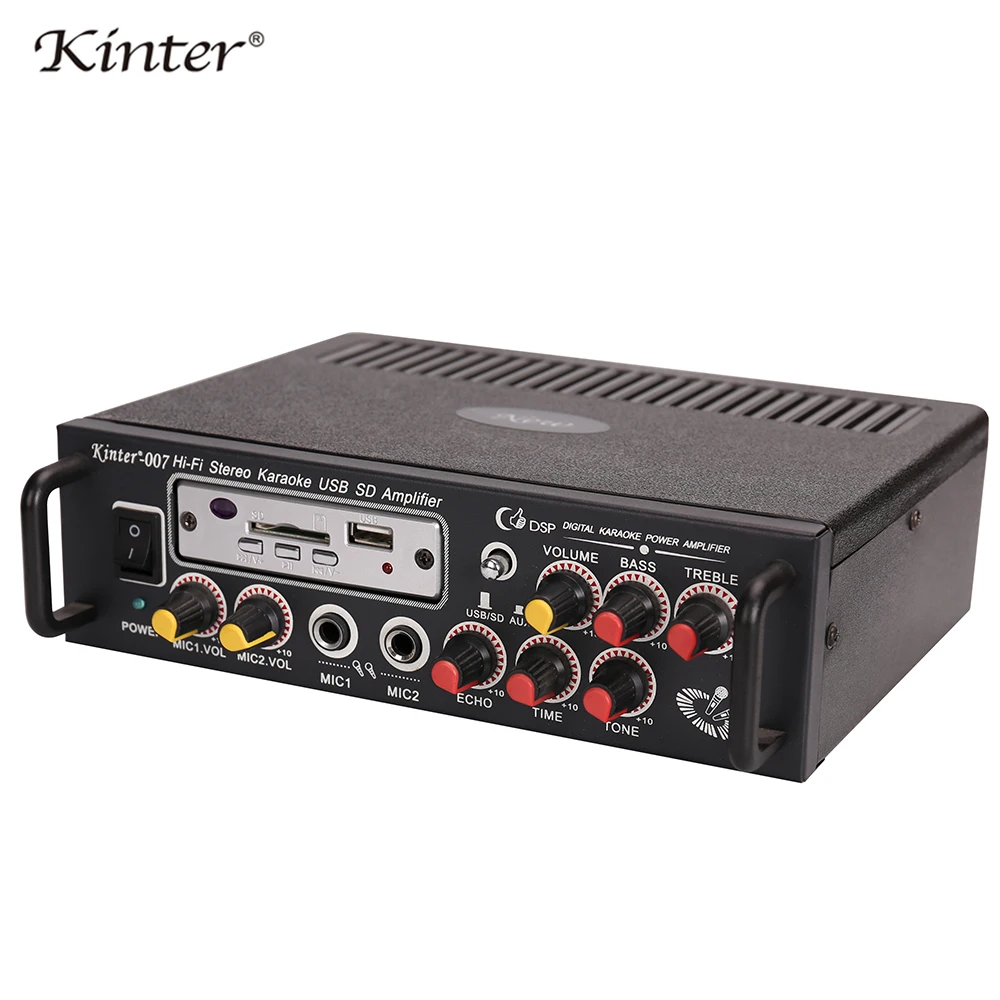 Kinter-007 караоке усилитель аудио 2.0CH 30 Вт contro бас ВЧ музыки микрофон эхо тон время воспроизведения стерео звук предложение USB SD AUX