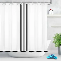 black stripe white shower curtain modern bathroom decorations simple design waterproof polyester fabric bath curtain with hooks
