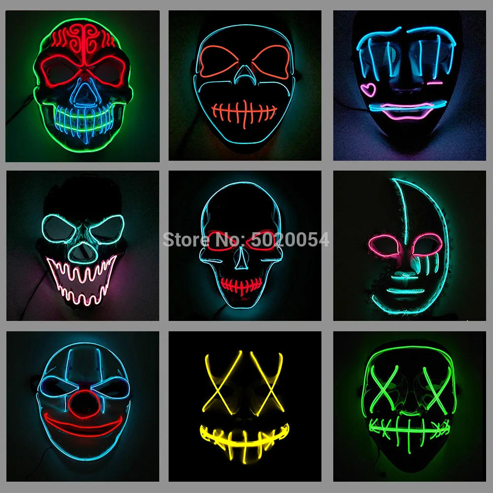 Светящаяся маска на лицо в ночное время для косплея черепа из