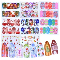 1 sheet christmas water nail sticker decals set elk santa snowflakes decor colorful slider tips manicure