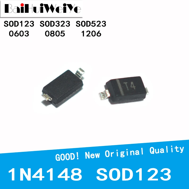 100 шт./лот 1N4148/1N4148W IN4148 высокоскоростные Импульсные диоды SOD123 1206 SOD323 0805 SOD523 0603 SMD