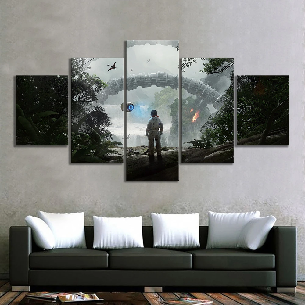 5 панелей фантазия Wall Art Картины Робинсон путешествие видеоигры Арт холст для